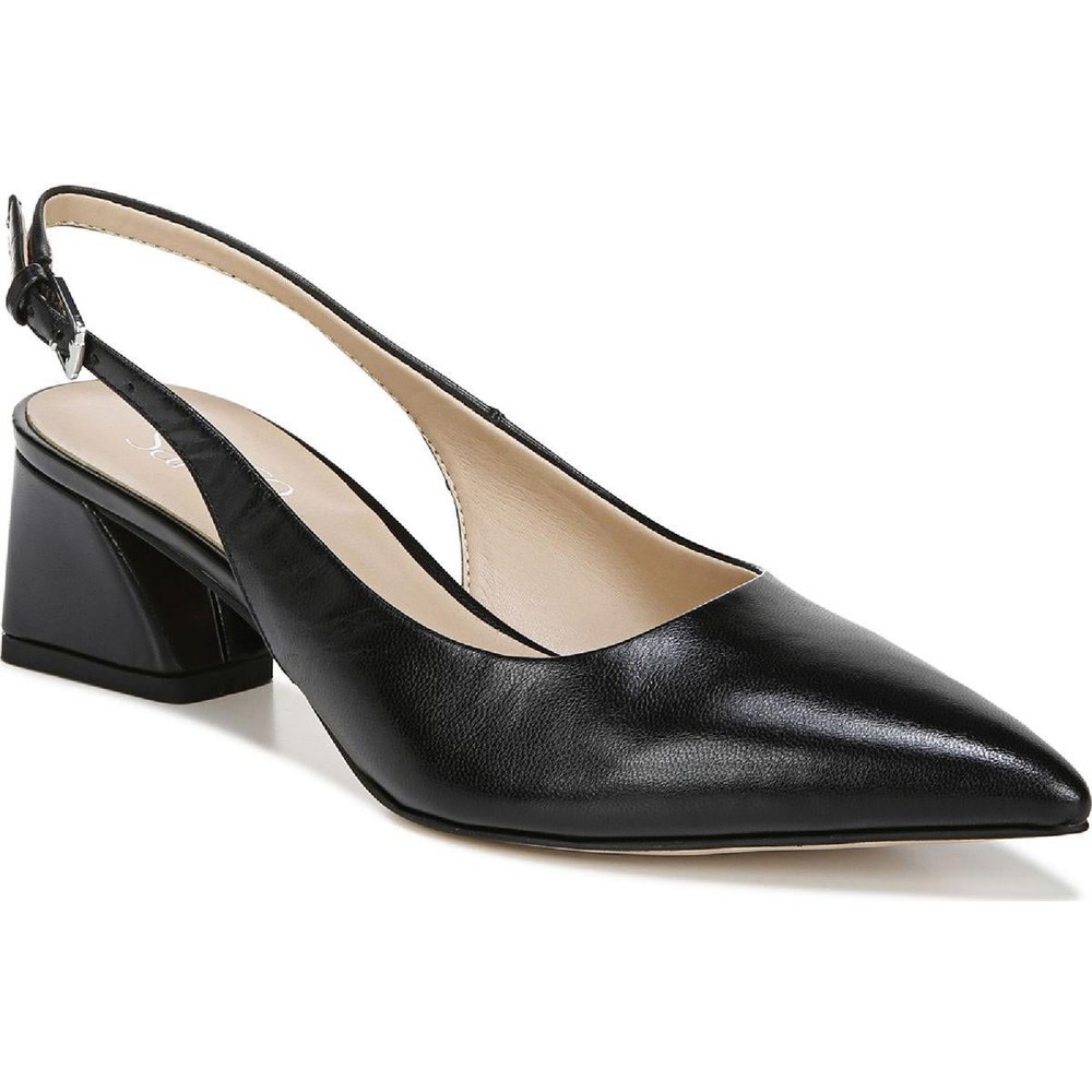 Racer Buckle Pointed Toe Slingback Heels