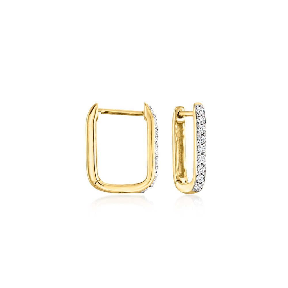 RS Pure by Ross-Simons Diamond Paper Clip Link Hoop Earrings in 14kt Yellow Gold