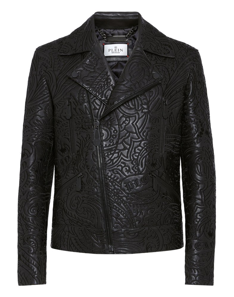 Leather Biker Jacket Paisley