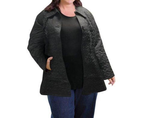 Cotton Quilted Swing Coat – Plus Size In Black