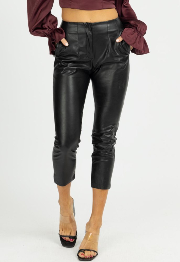 Pleated High Rise Pants In Black