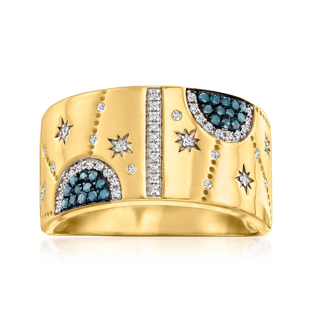 Ross-Simons Blue and White Diamond Celestial Ring in 18kt Gold Over Sterling