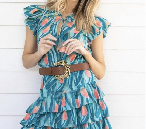 Chloe Top In Green/peach