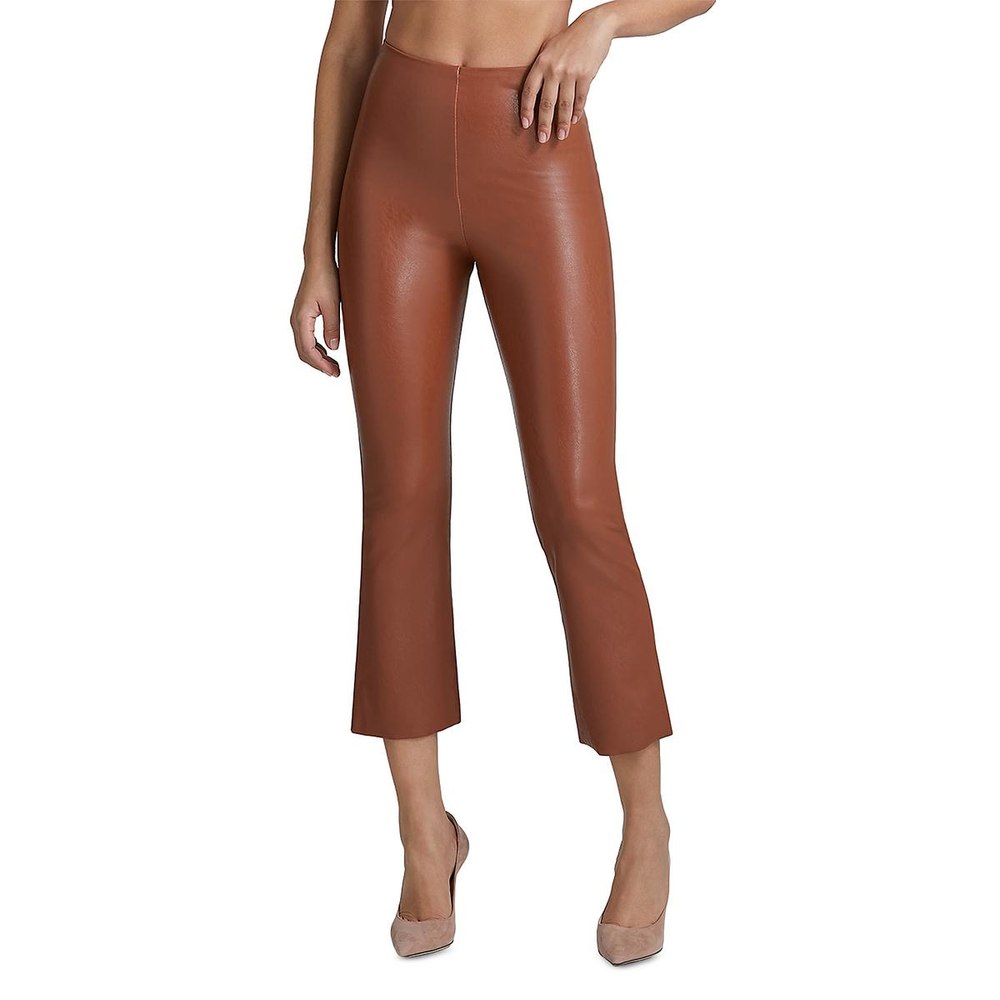 Faux Leather Cropped Flared Pants