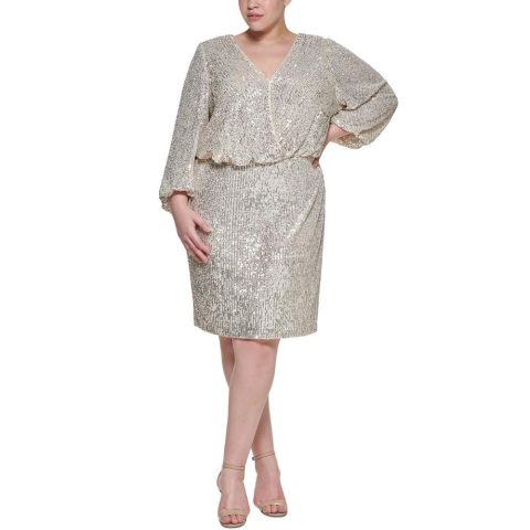 Sequined Blouson Sheath Dress