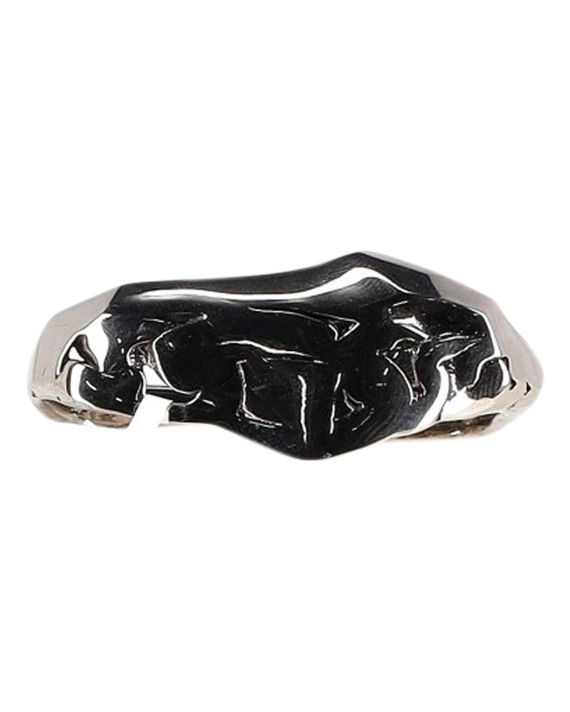 Alexander McQueen Asymmetric Cut-Out Detailed Ring in Silver Metal 7748930043964