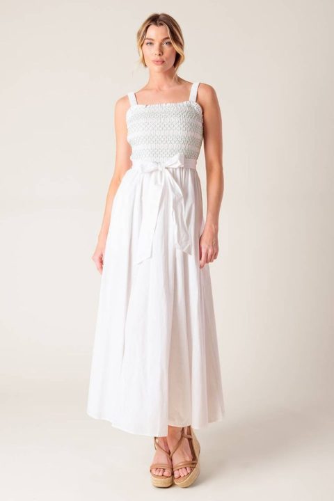 ROMINA BRODERIE WOVEN MIDI DRESS