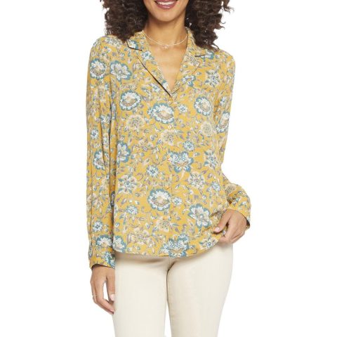 Gabrielle Floral Print Button-Down Top
