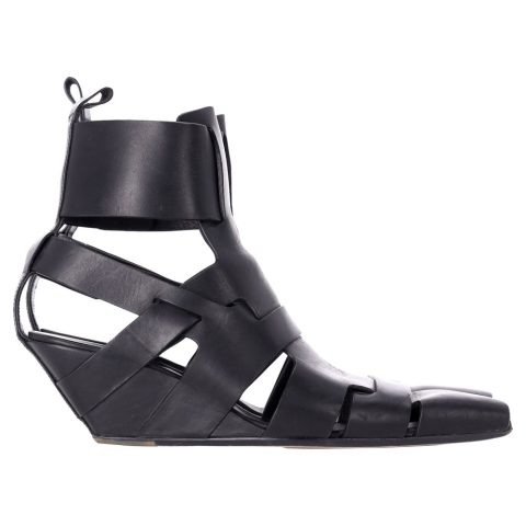 Rick Owens Lazarus Gladiator Sandals in Black Leather 7748933615676