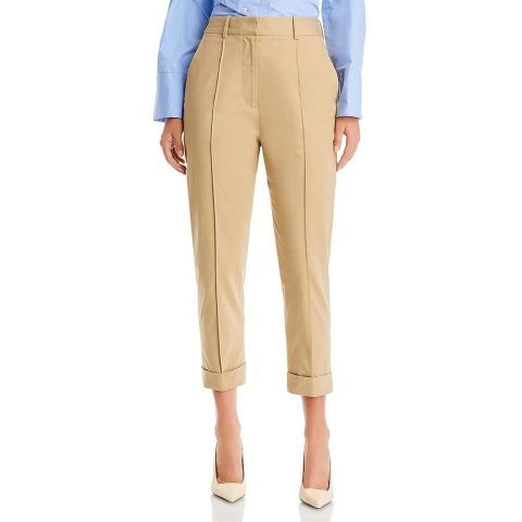 Pleated Rolled Cuff Cropped Pants