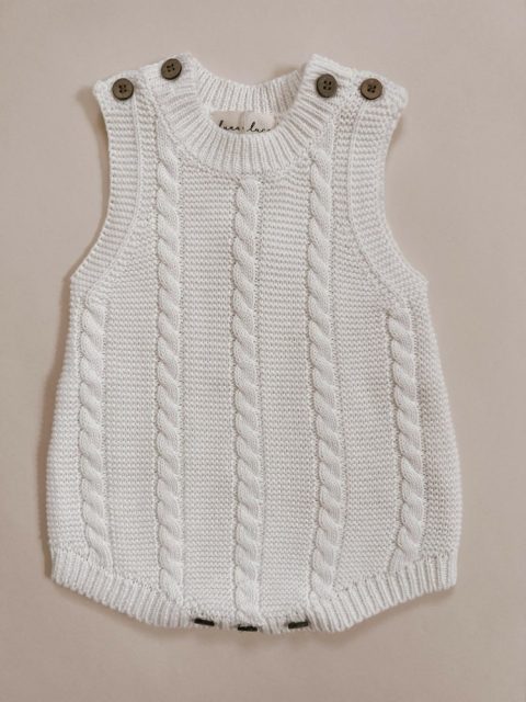 Luna + Luca Cable Knit Summer Romper – White