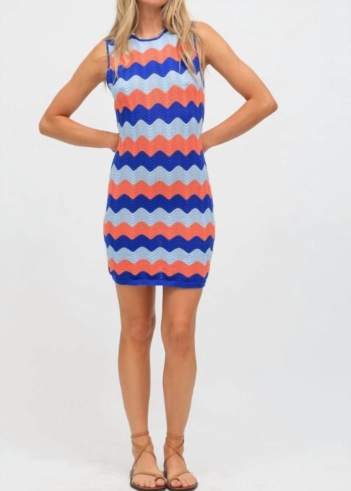 Julia Dress In Tangerine/cobalt 7748961173564