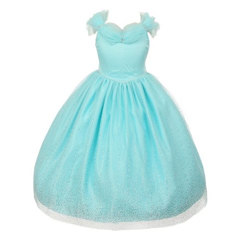 Little Girls Aqua Rhinestones Sparkly Tulle Tiara Princess Dress 2-6
