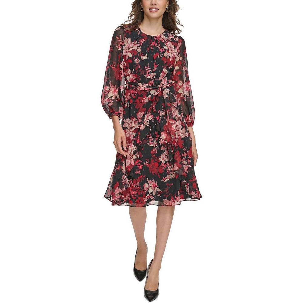 Petites Floral Print Summer Midi Dress
