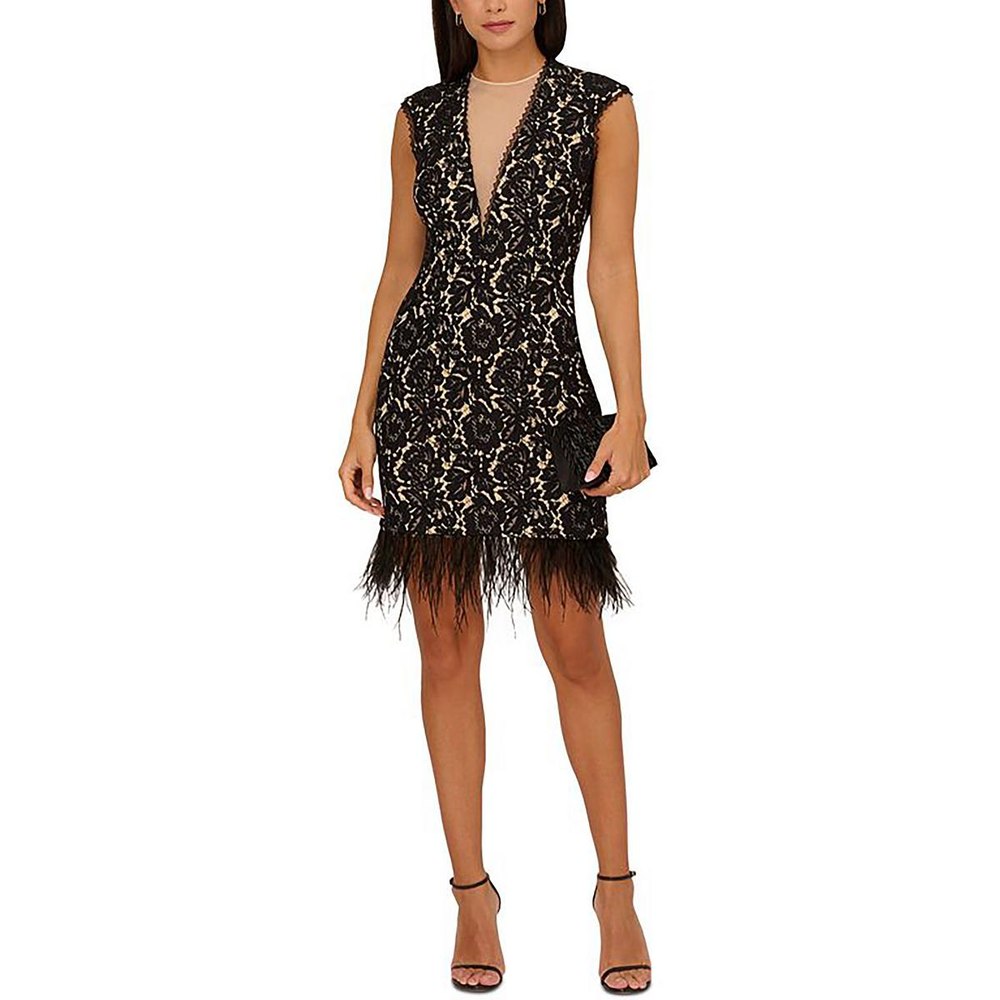 Plunging Above Knee Sheath Dress