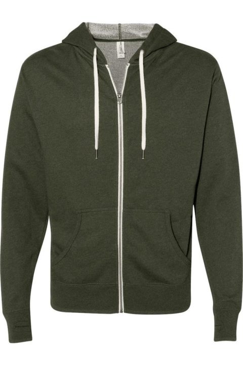 Independent Trading Co. Heathered French Terry Full-Zip Hooded Sweatshirt 7824339664956