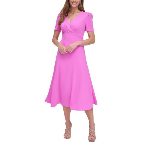 Empire Dress Faux Wrap Top Midi Dress