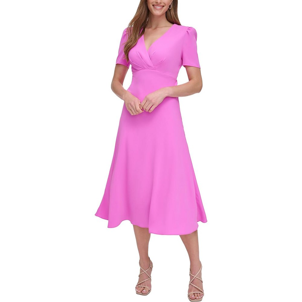 Empire Dress Faux Wrap Top Midi Dress