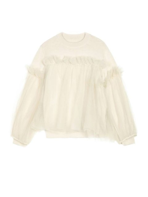Kids Tulle Sweater In Cream
