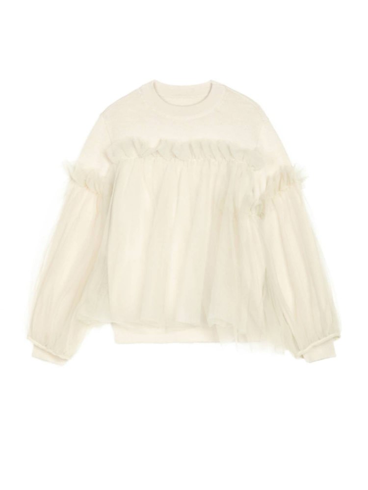 Kids Tulle Sweater In Cream