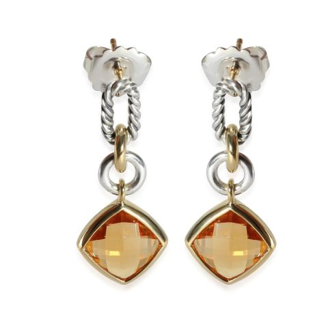 David Yurman Citrine Drop Earrings in 18k Yellow Gold/Sterling Silver 7748970315836