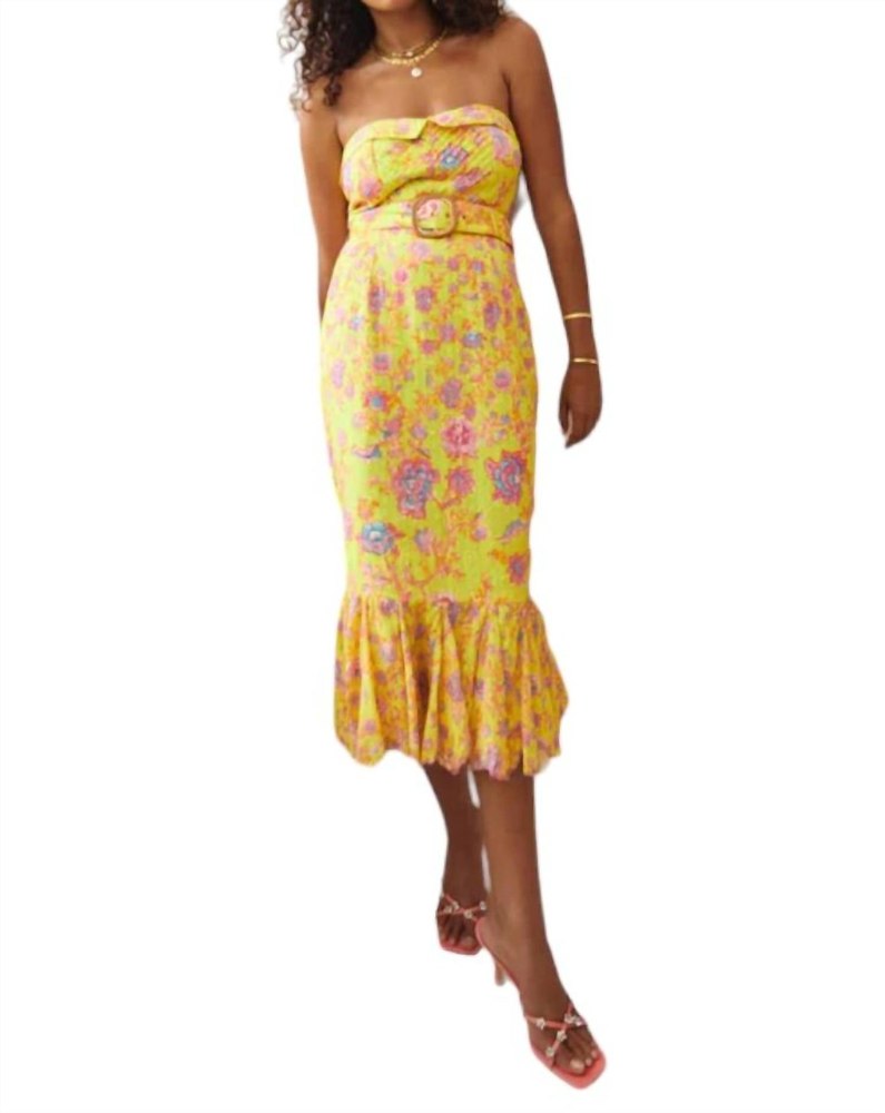 Raisa Tube Midi Dress In Yellow 7748973264956