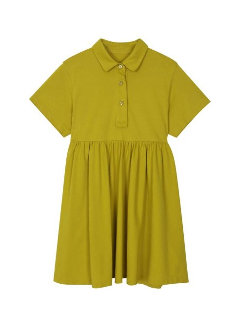 Kids Polo Dress In Lime