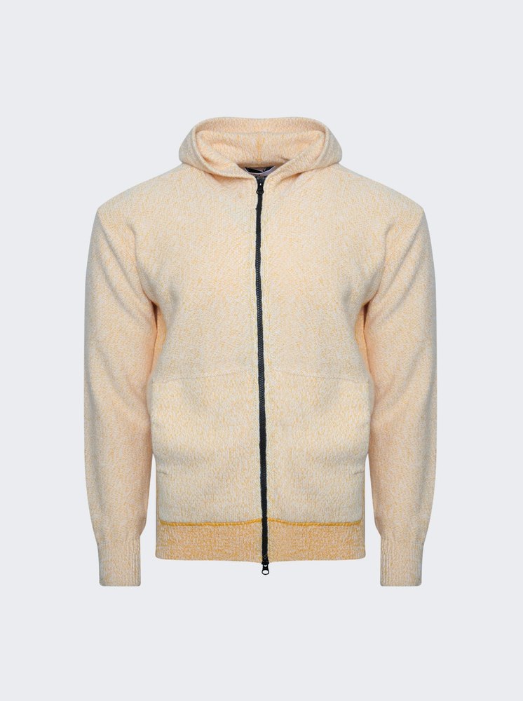 Hooded Knit Cardigan Yellow
