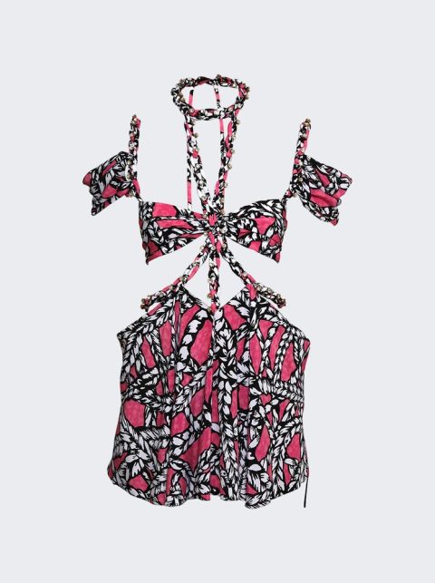 Rope Printed Cut-out Mini Dress