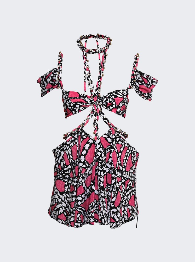 Rope Printed Cut-out Mini Dress