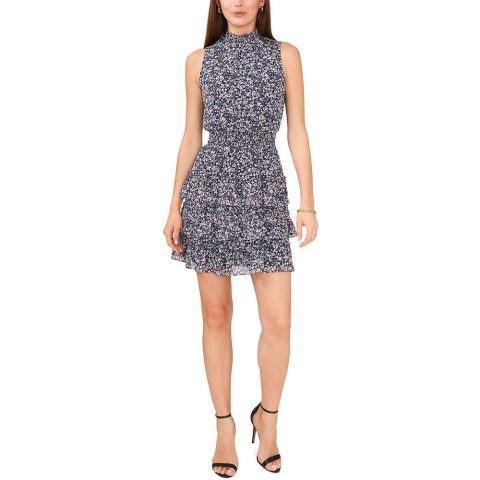 Petites Mock Neck Mini Fit & Flare Dress