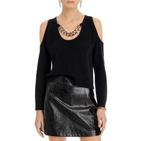 Indy Cold Shoulder Chain Pullover Sweater