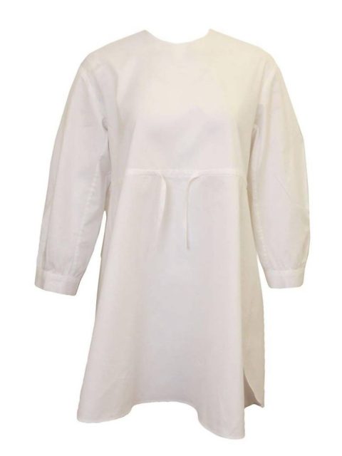 Kids Drawstring Waist Dress In White