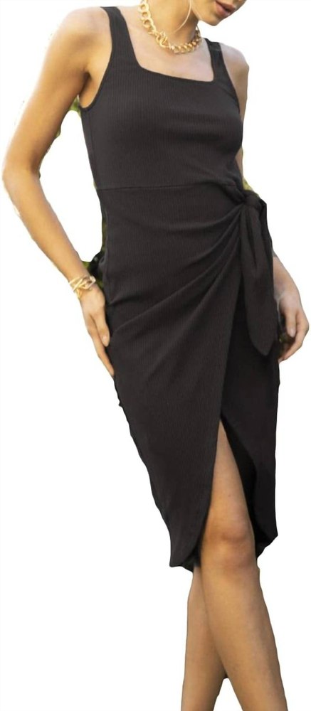 Shawna Side Tie Dress In Black 7748991123516