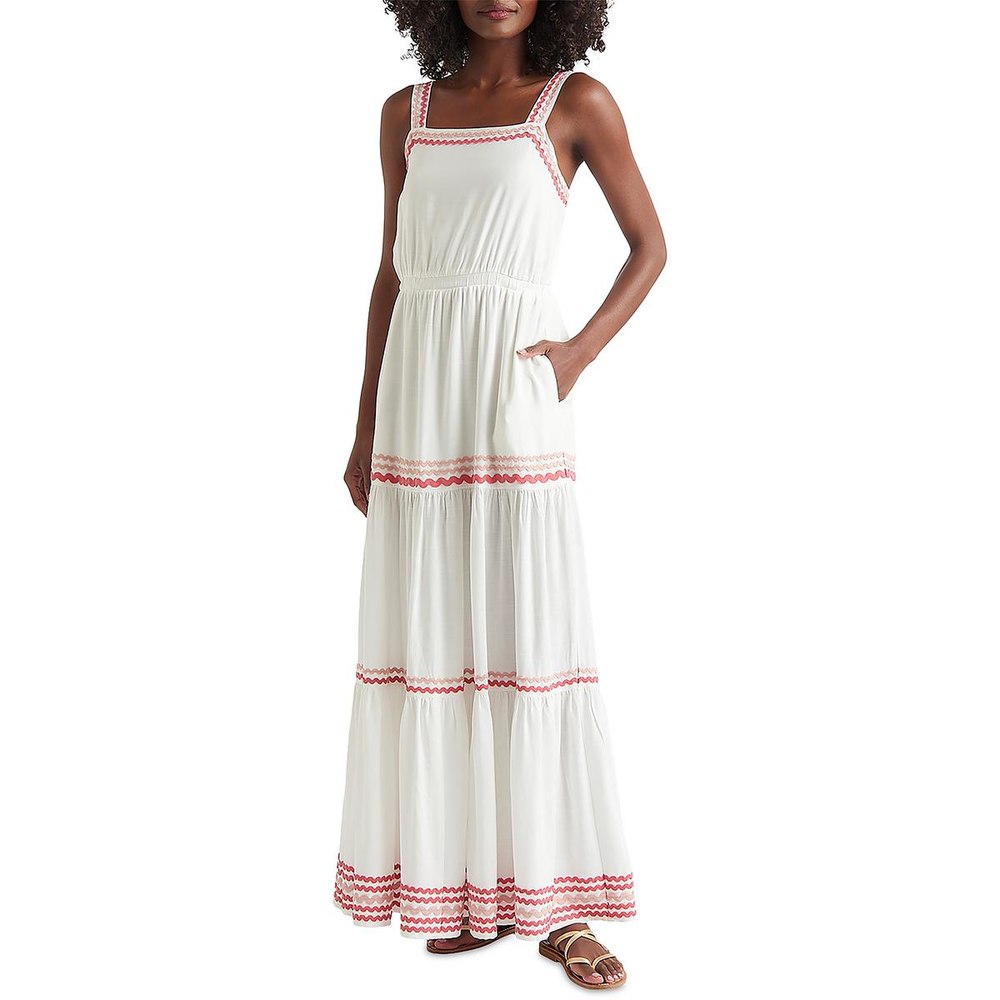 Riviera Rick Rack Trim Elastic Maxi Dress