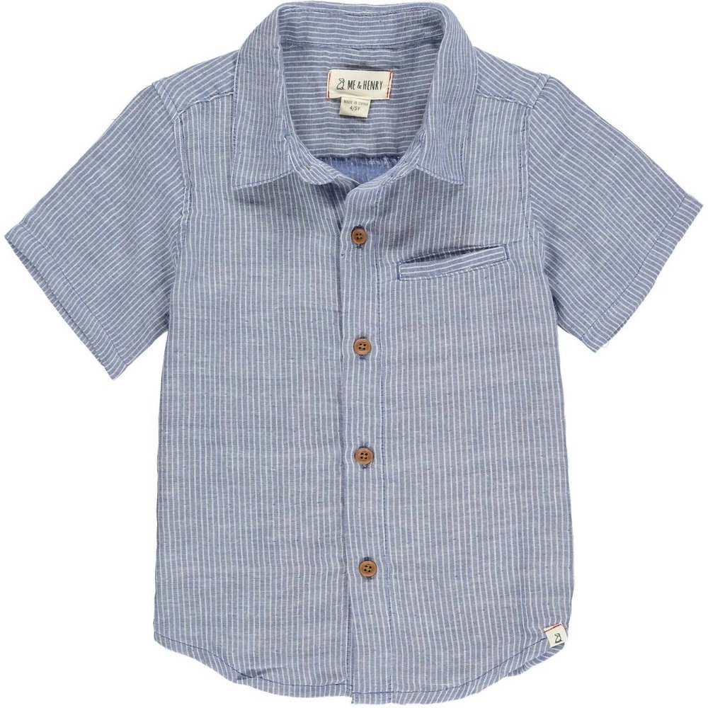 Boy’s Newport Button Down Shirt In Navy Stripe