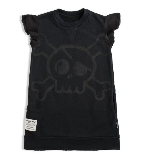 Girls Ruffled Sleeve Sweat Dress In Black