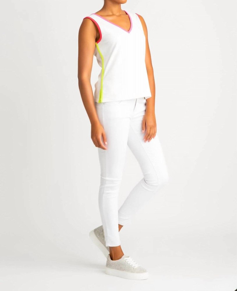 Tips Of Color Tank Top In White/multi 7749074255932