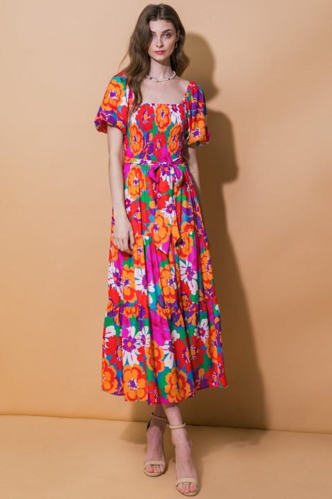 EVERYONE’S DESIRE WOVEN MIDI DRESS