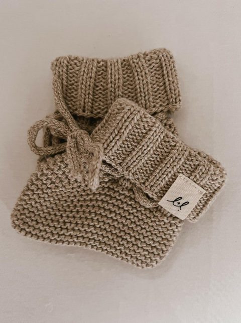 Luna + Luca Organic Booties – Heather Beige