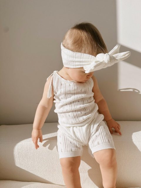 Luna + Luca Pointelle Romper – White