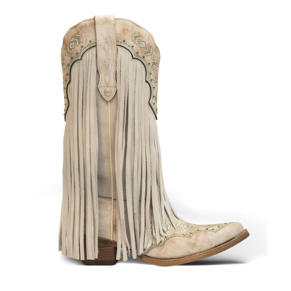 Women’s Franny Leather Cowgirl Boots In White 7749091590204