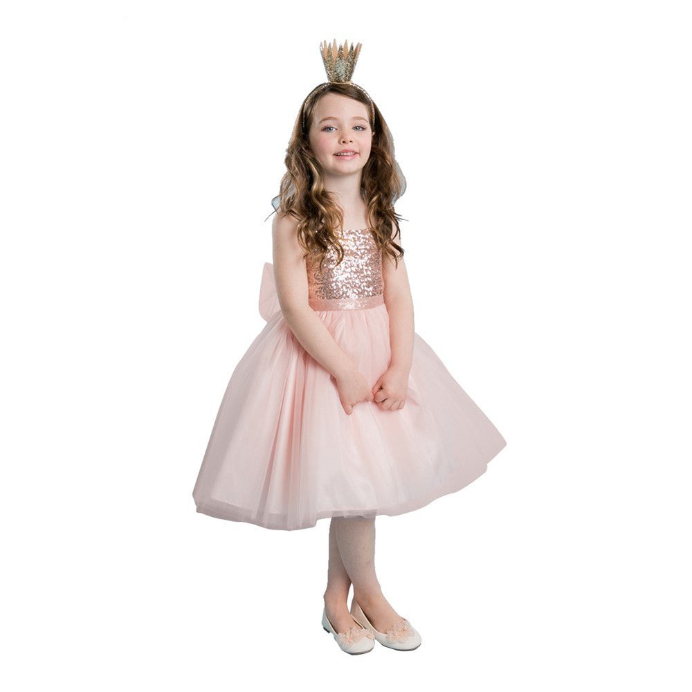 Big Girls Blush Sequined Top Tulle Junior Bridesmaid Dress 8-12