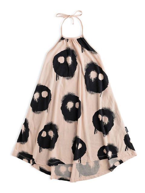 Girl’s Melting Masks Collar Dress In Cream