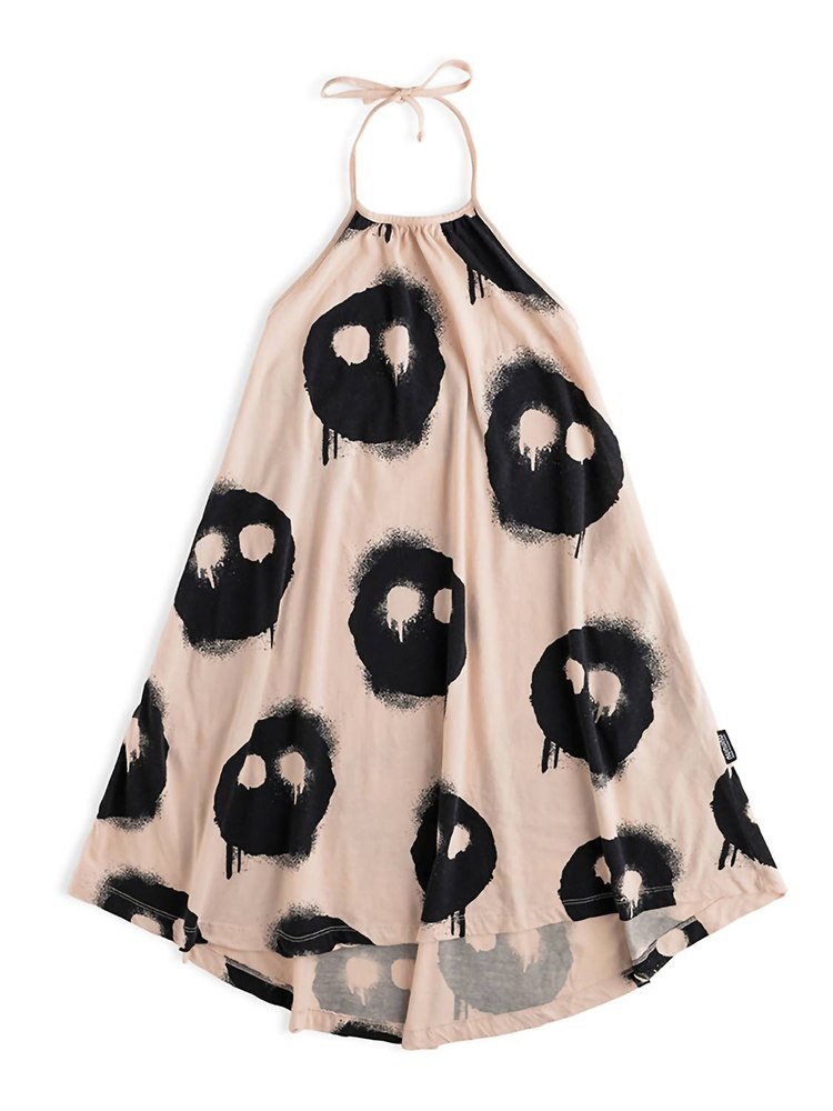 Girl’s Melting Masks Collar Dress In Cream