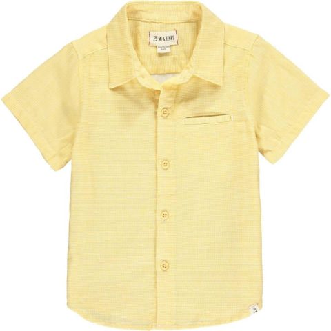 Boy’s Newport Button Down Shirt In Gold Microcheck