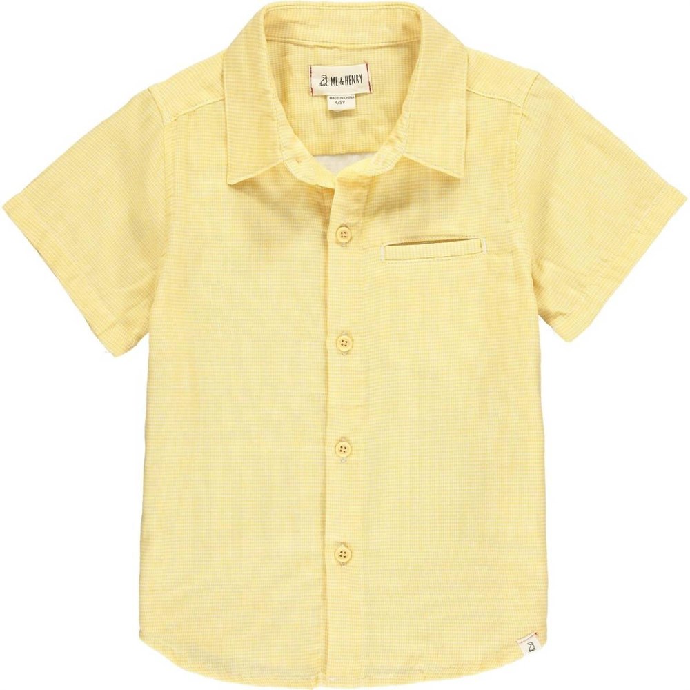 Boy’s Newport Button Down Shirt In Gold Microcheck