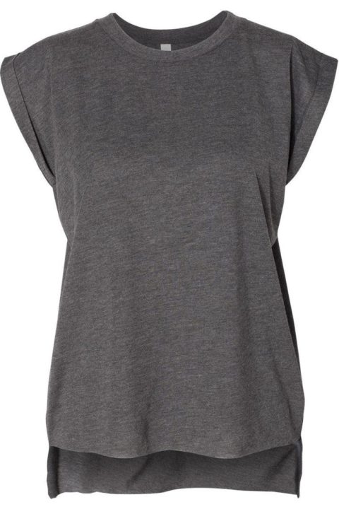 BELLA + CANVAS Womens Flowy Rolled Cuffs Muscle Tee 7824356573244