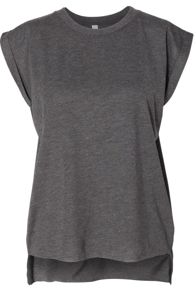 BELLA + CANVAS Womens Flowy Rolled Cuffs Muscle Tee 7824356573244