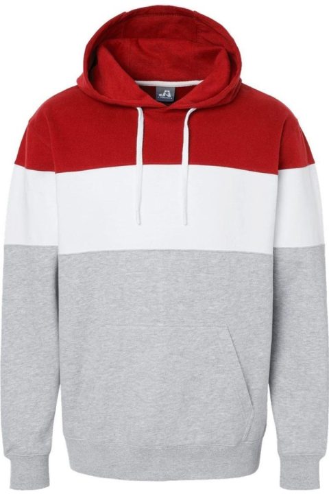J. America Varsity Fleece Colorblocked Hooded Sweatshirt 7824357195836